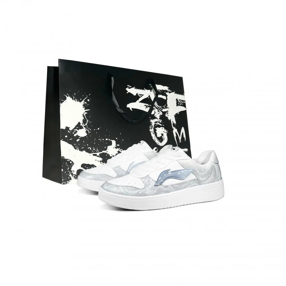 LiNing Pontoon Boats Blizzard Slip Resistant, Abrasion Resistant, Breathable Low top Skateboard Shoes Men's White Blue
