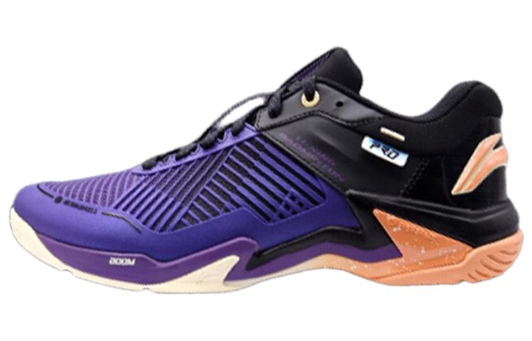 LiNing Pro Cushioned Slip Resistant Abrasion Resistant Low Top Badminton Shoes Unisex Purple Black