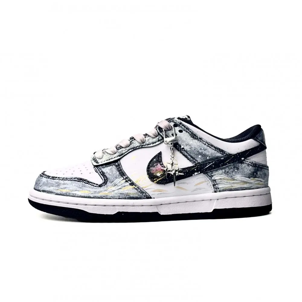 Nike Dunk Galaxy Star Wear resistant And Lightweight Low top Skateboard Shoes Unisex Silver Gray