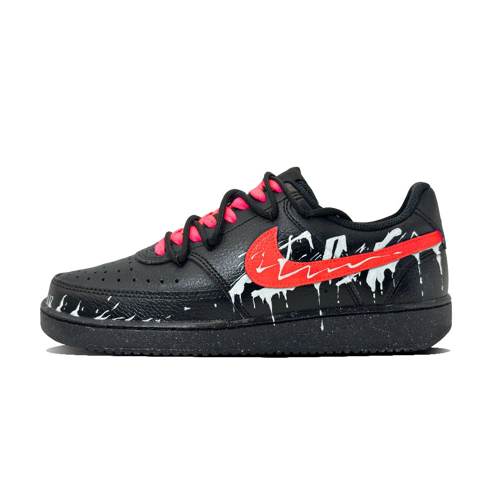 Nike Court Vision 1 Anti-Slip Wear-Resistant Low-Top Skateboard Shoes Unisex Black Red