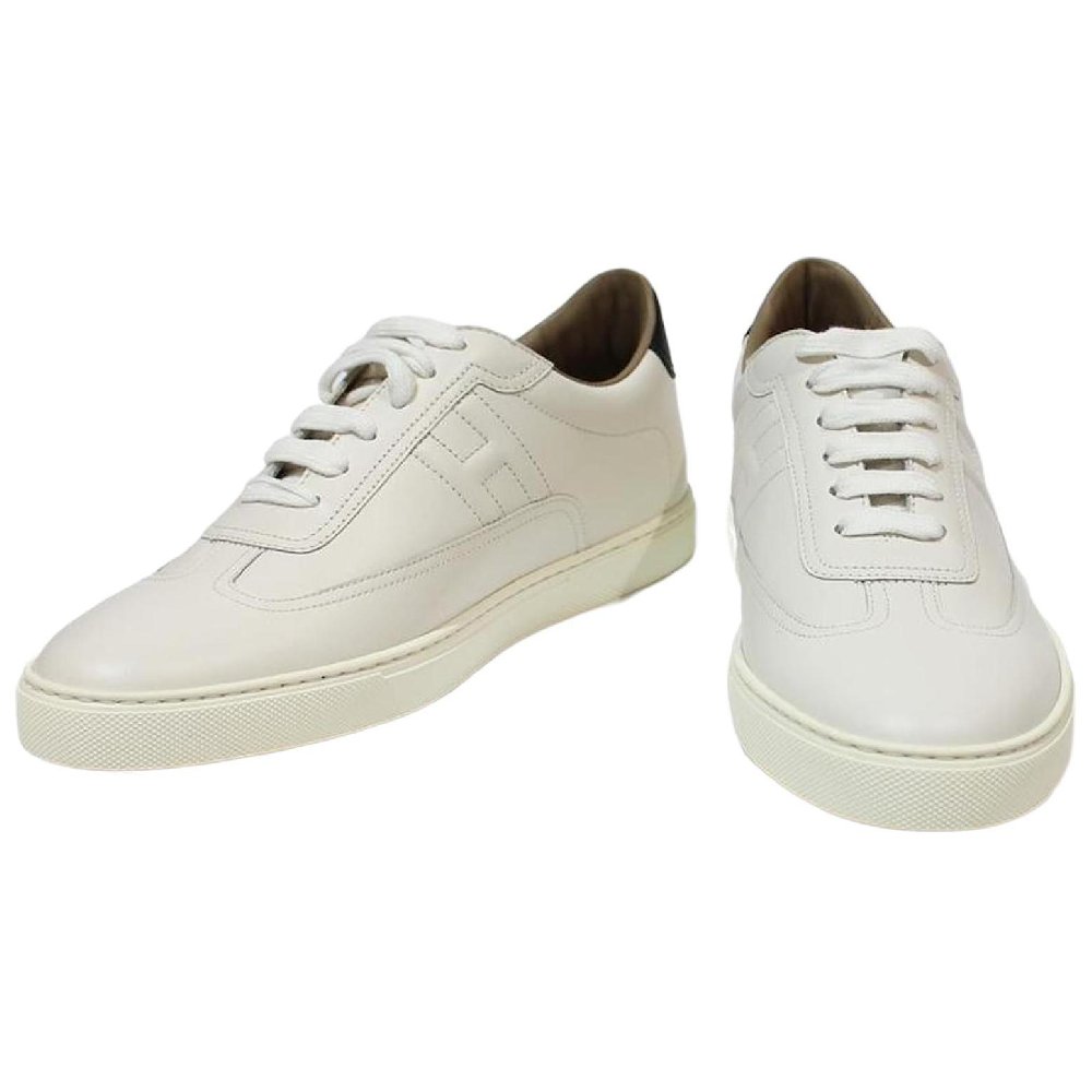 HERMES Low Top Skateboard Shoes Men's Cream White