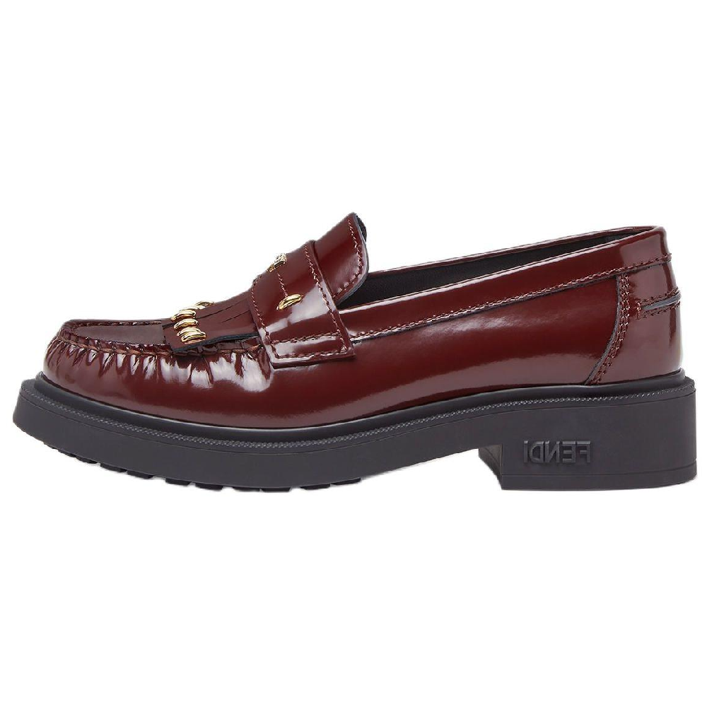 FENDI Filo Loafers 4cm Women's Burgundy