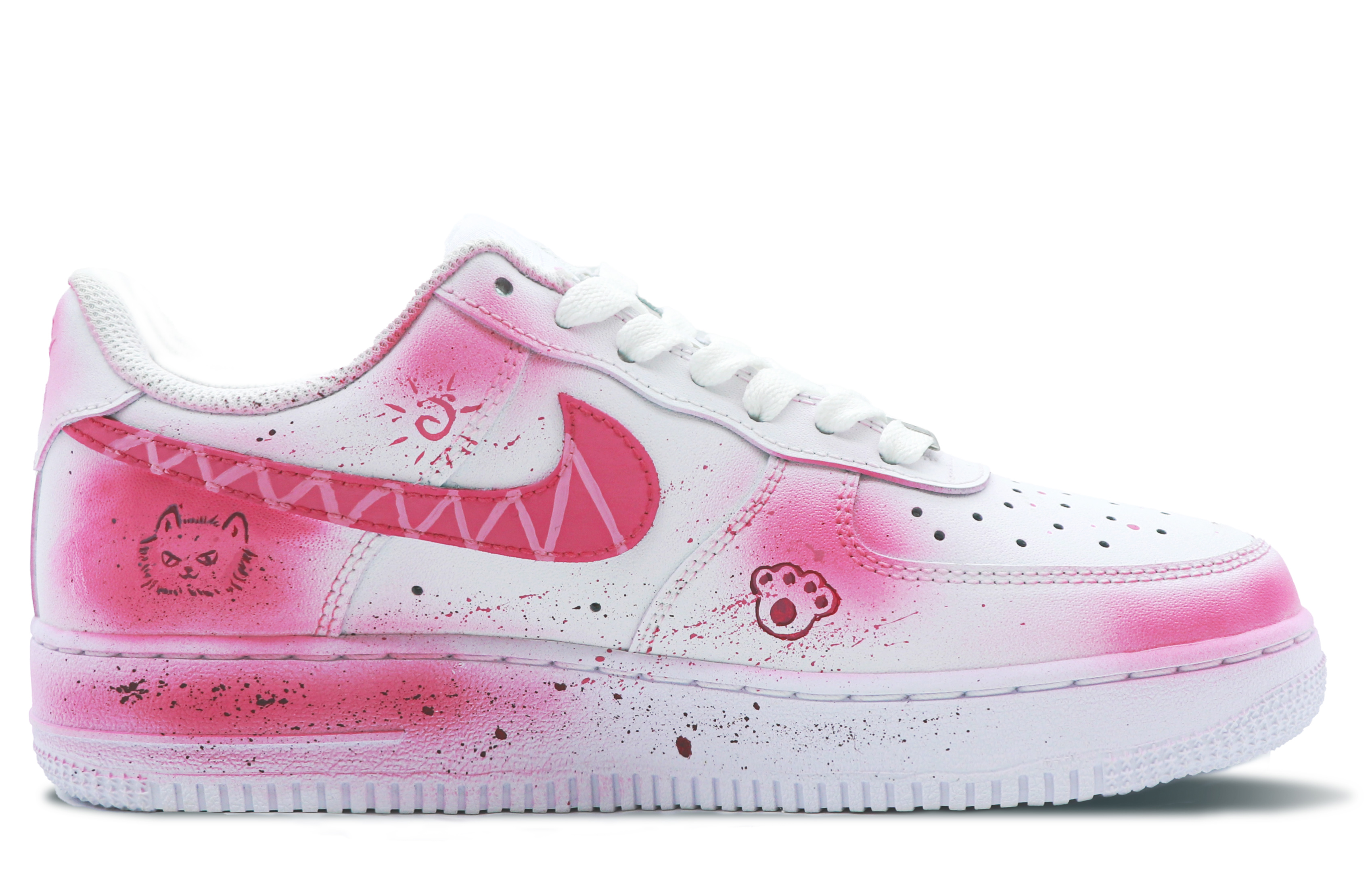 Nike Air Force 1 Coverage Low Top Skateboard Shoes Women's Pink White