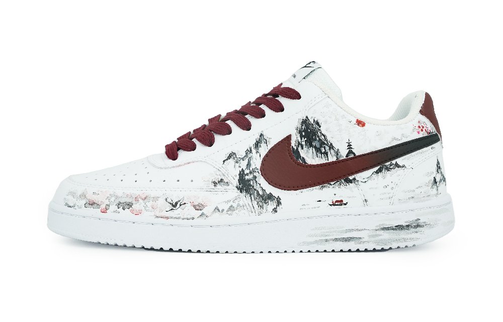 Nike Court Vision 1 Low-Top Skateboard Shoes Men's White Red