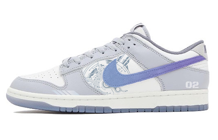 Nike Dunk Anti-Slip Wear-Resistant Low-Top Skateboard Shoes Men's White Gray