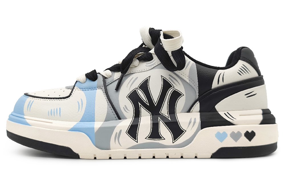 MLB Chunky Liner Wear-Resistant Height Increasing Low-Top Skateboard Shoes Unisex Blue Gray Black