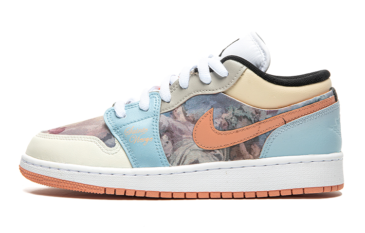 Jordan Air Jordan 1 Low Low-Top Vintage Basketball Shoes GS Blue Pink