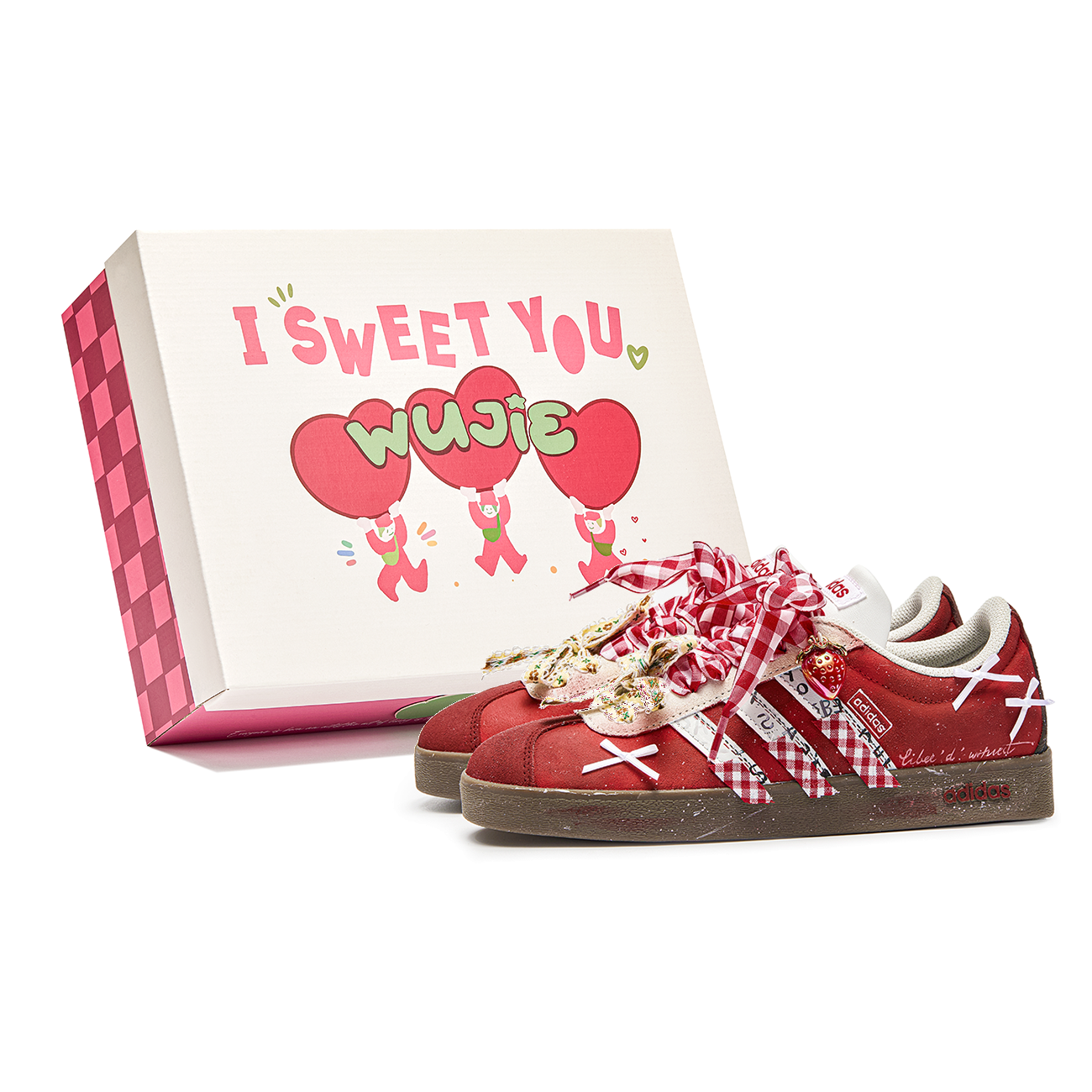 Adidas VL COURT 2.0 WuJie, Box, Strawberry Cushioning Low top Skateboard Shoes Unisex Red Brown купить в интернет-магазине Yoocart с быстрой доставкой по России.