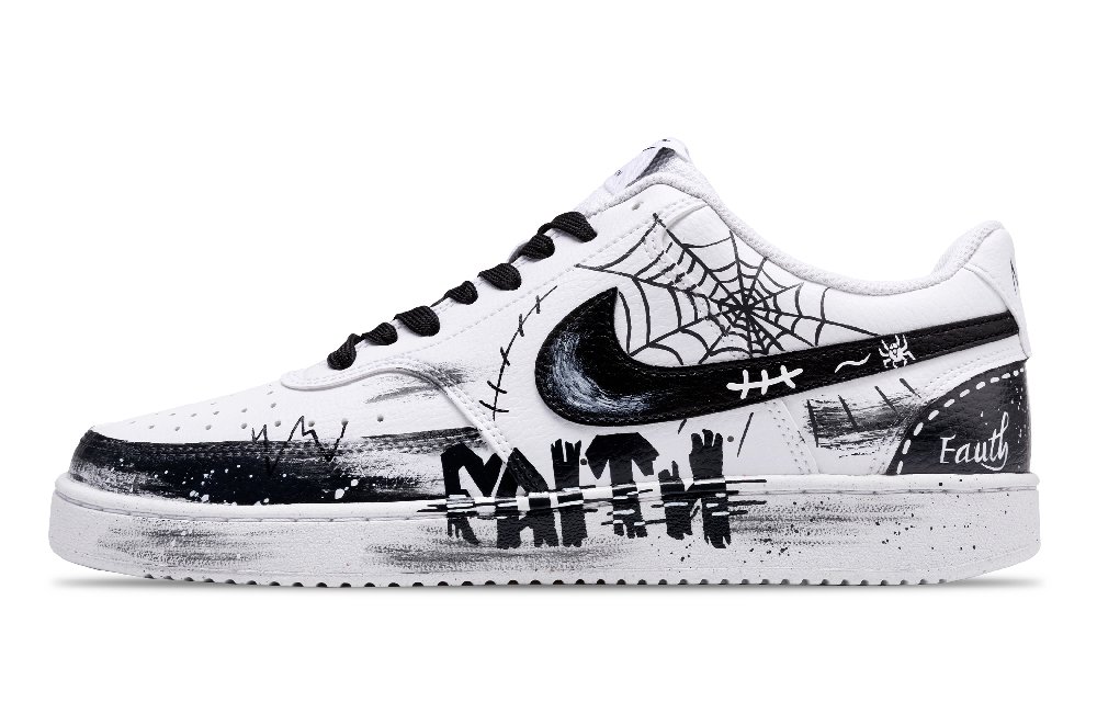 Nike Court Vision 1 Anti-Slip Wear-Resistant Low-Top Skateboard Shoes Men's Black White