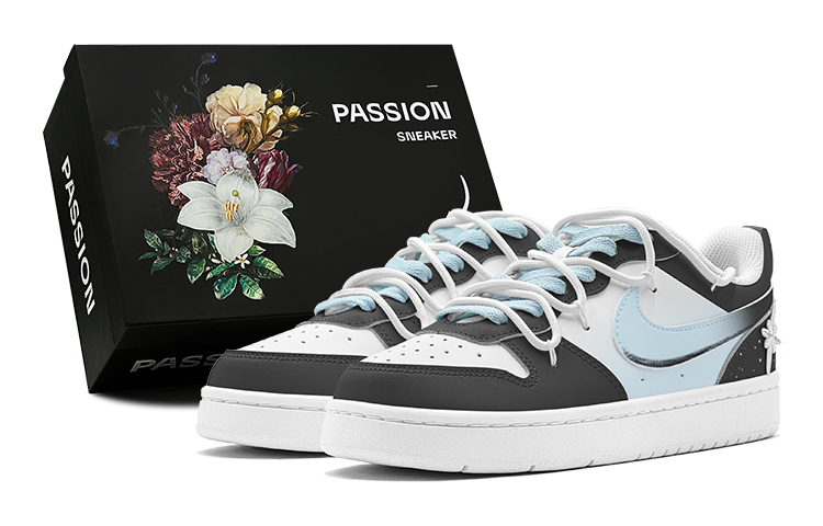 Nike Court Borough Springtime Renewal Greenery Season Vast Starry Sky Low-Top Skateboard Shoes Women's Black Blue