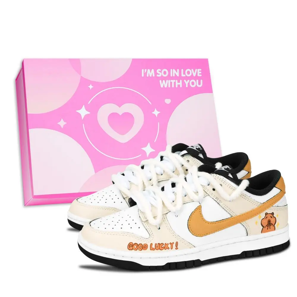 Nike Dunk Black White, Capybara Abrasion Resistant Low top Skateboard Shoes Unisex Brown