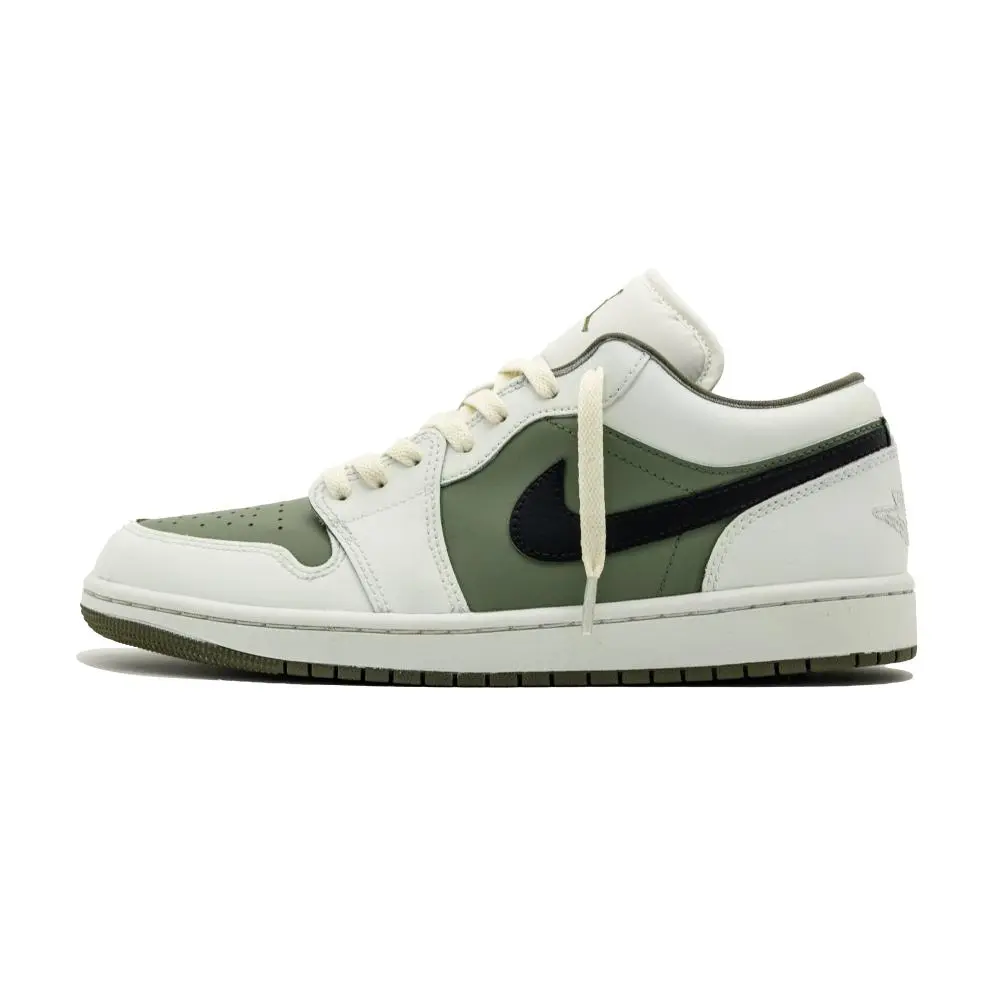 Jordan Air Jordan 1 'Olive Ink Charm' Abrasion Resistant Low Top Vintage Basketball Shoes Women's White Green Black