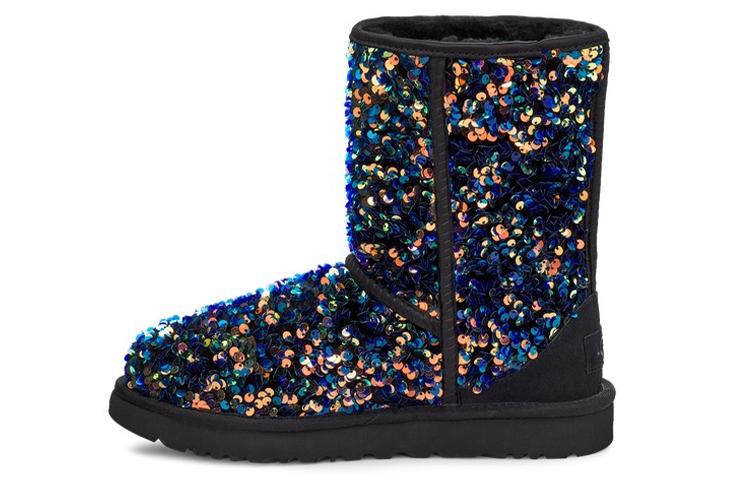 UGG Classic Short Stellar Sequin Snow Boots Black/Blue Women's