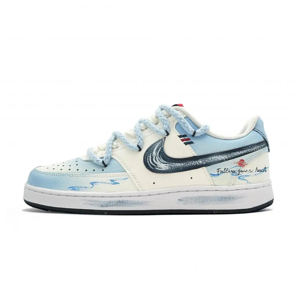 Nike Court Vision 1 Skateboard Shoes Men's Low top Beige Blue
