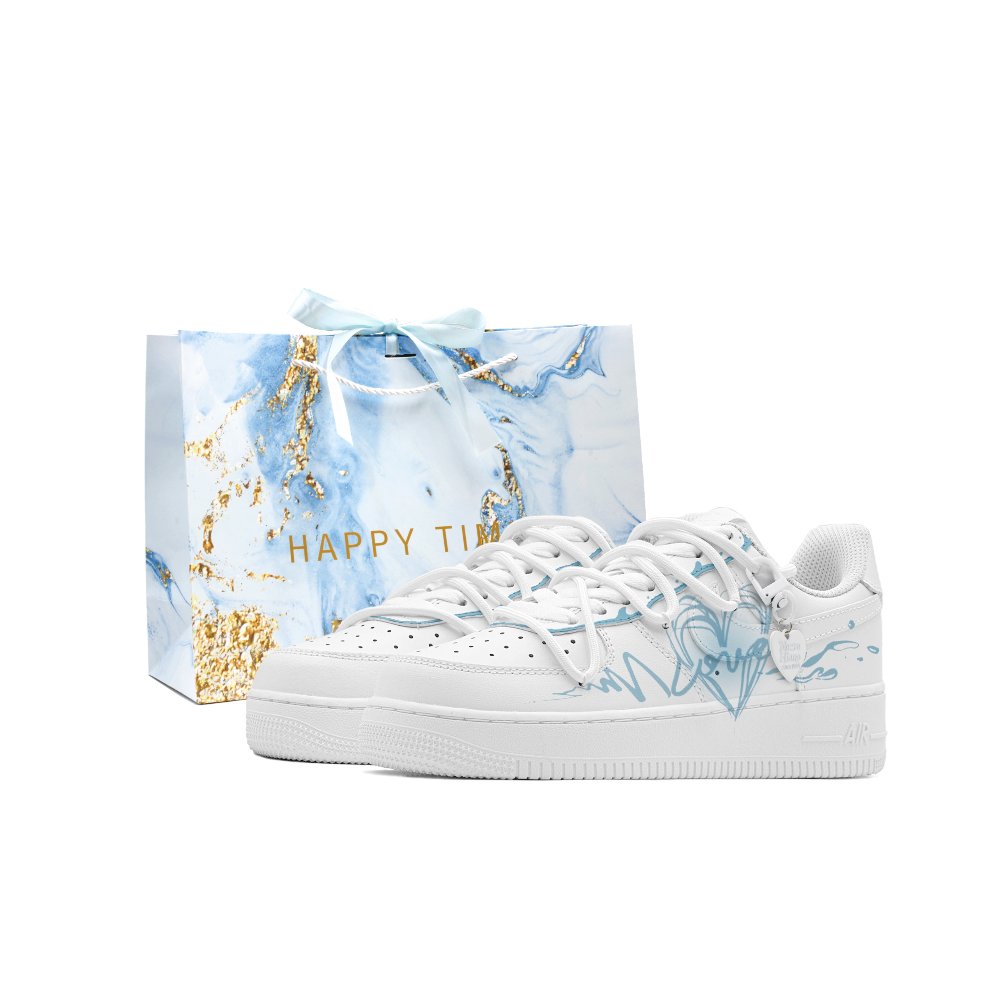 Nike Air Force 1 Abrasion Resistant Low Top Skateboard Shoes Unisex Blue White