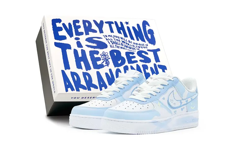 Nike Air Force 1 Low top Skateboard Shoes Men's Blue White