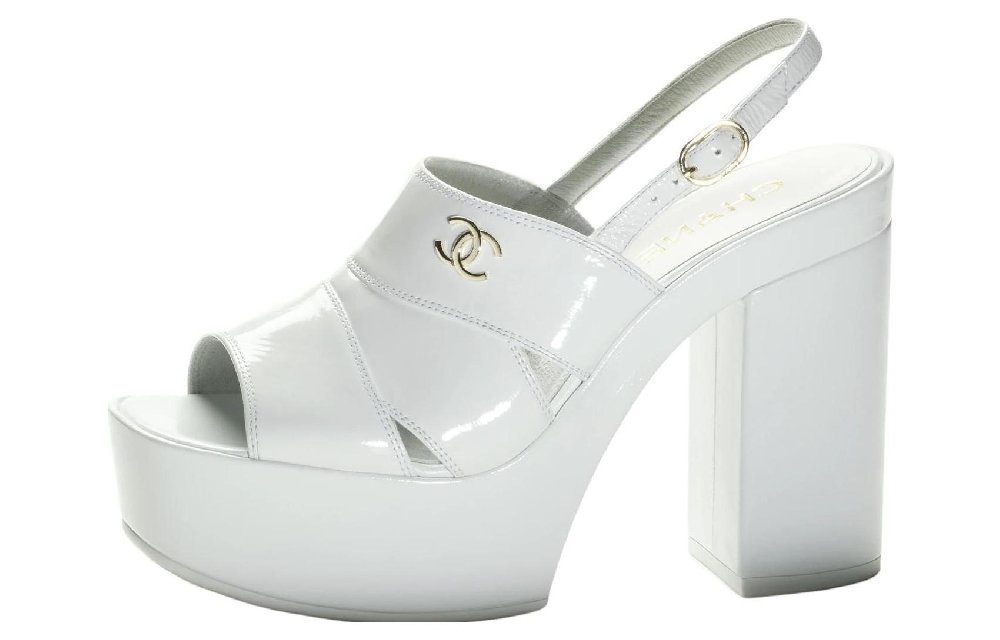 CHANEL Strap Sandals 10.5cm Women's White
