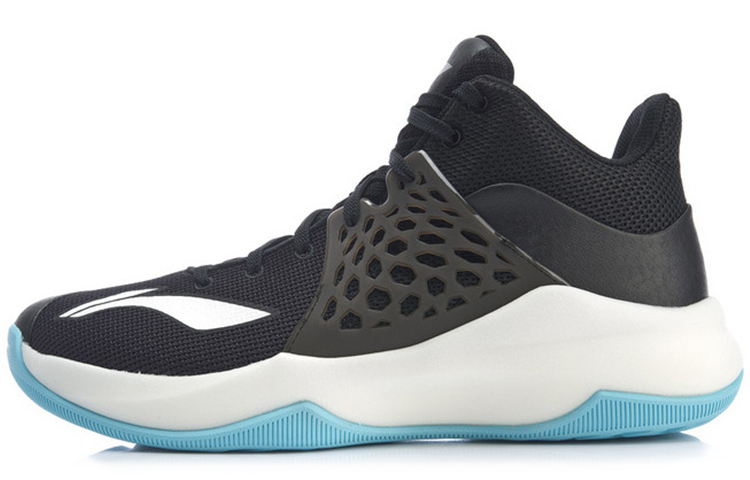 LiNing Coverage Support Rebound Mid-Top Basketball Shoes Men's Black White