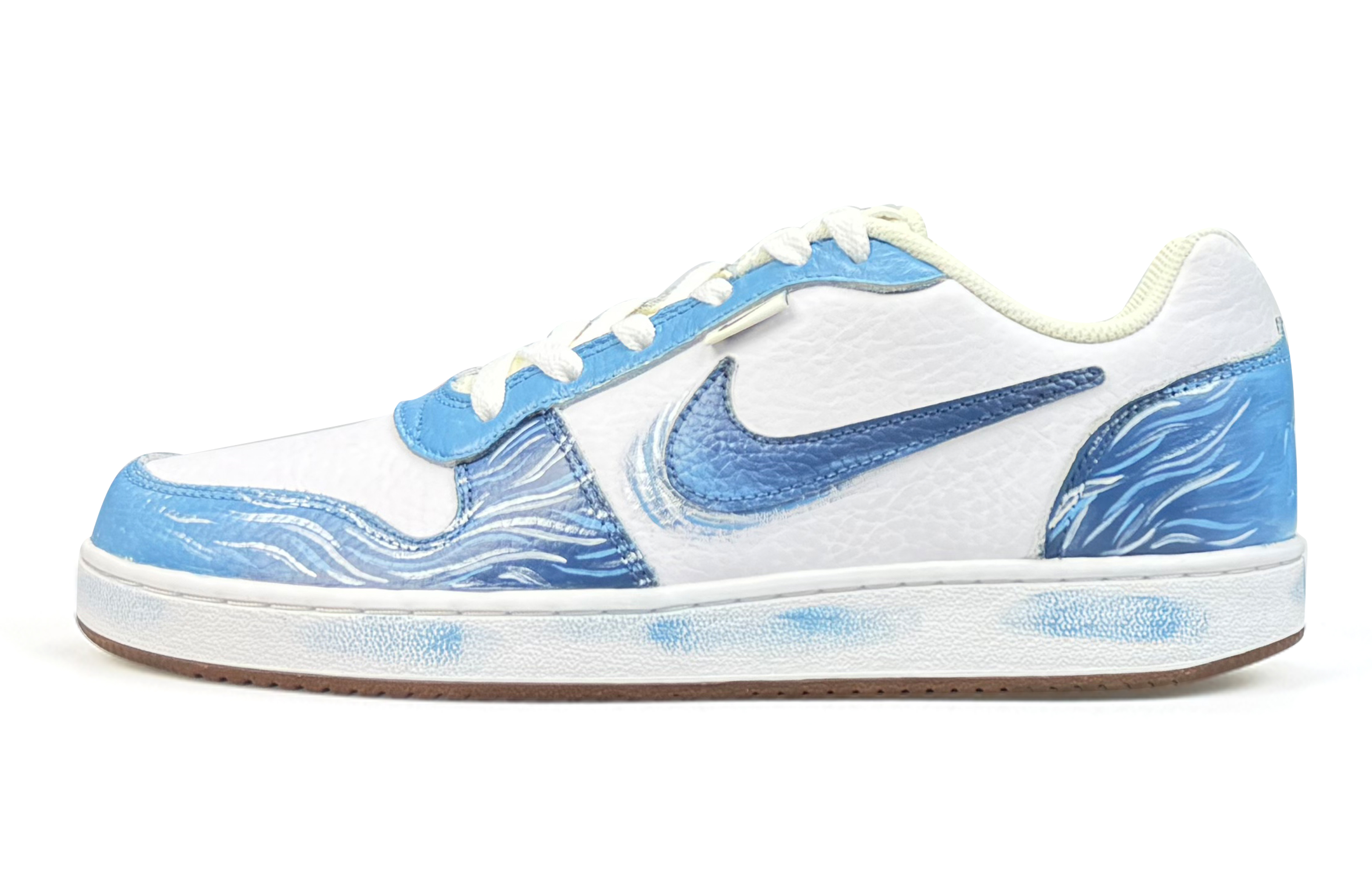 Nike EBERNON Abrasion Resistant Low top Skateboard Shoes Men's White Blue