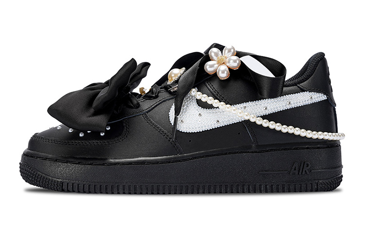 Nike Air Force 1 Slip-Resistant Cushioning Wear-Resistant Low-Top Skateboard Shoes GS Black White