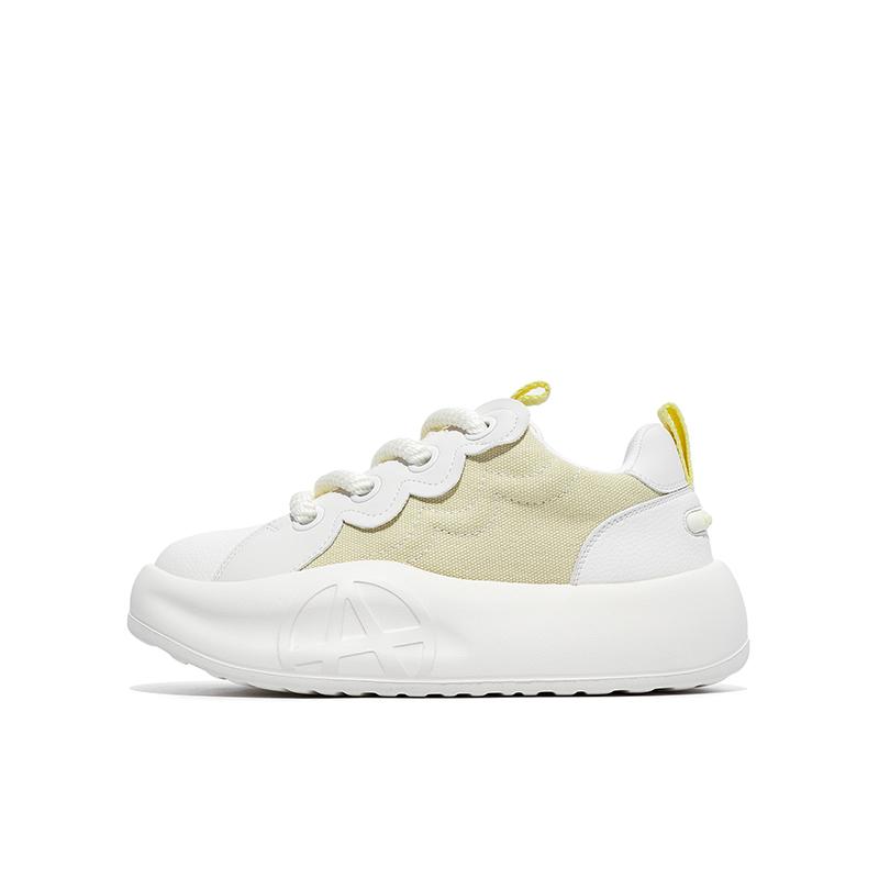 Acupuncture Height Increasing Low-Top Casual Shoes Unisex Lemon Yellow Box