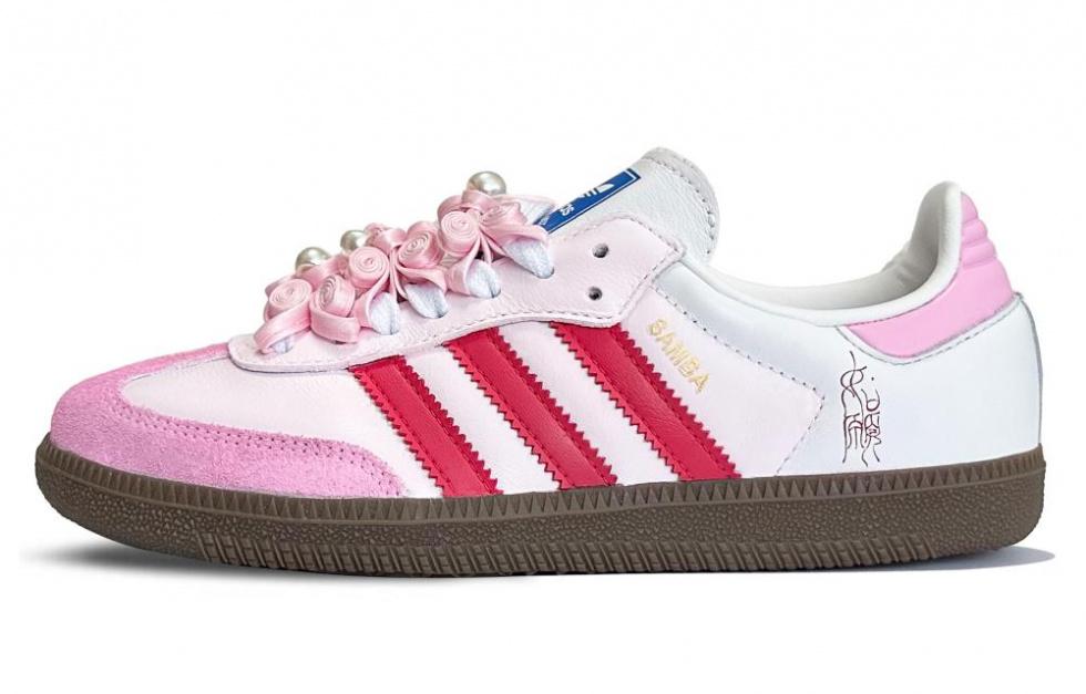 Adidas Originals Samba OG Moon Delivery Two Hearts In Love Slip-Resistant Low-Top Skateboard Shoes Unisex Pink