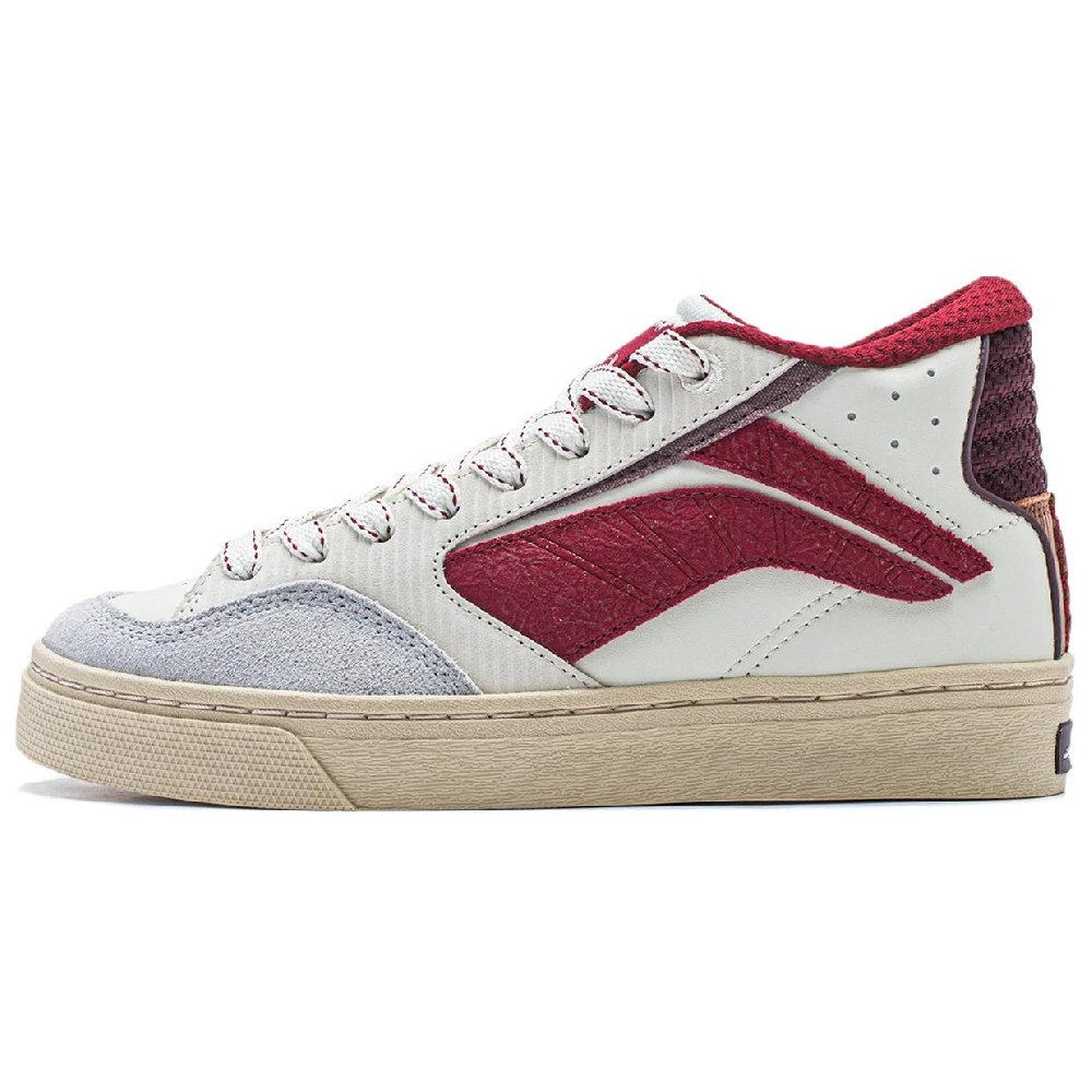 LiNing Wave 180 Anti-Slip Wear-Resistant Mid-Top Skateboard Shoes Women's White Red
