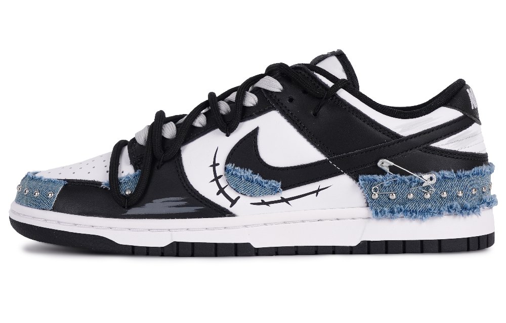 Nike Dunk Denim District Anti-Slip And Wear-Resistant Lightweight Low-Top Skateboard Shoes Unisex Black Denim