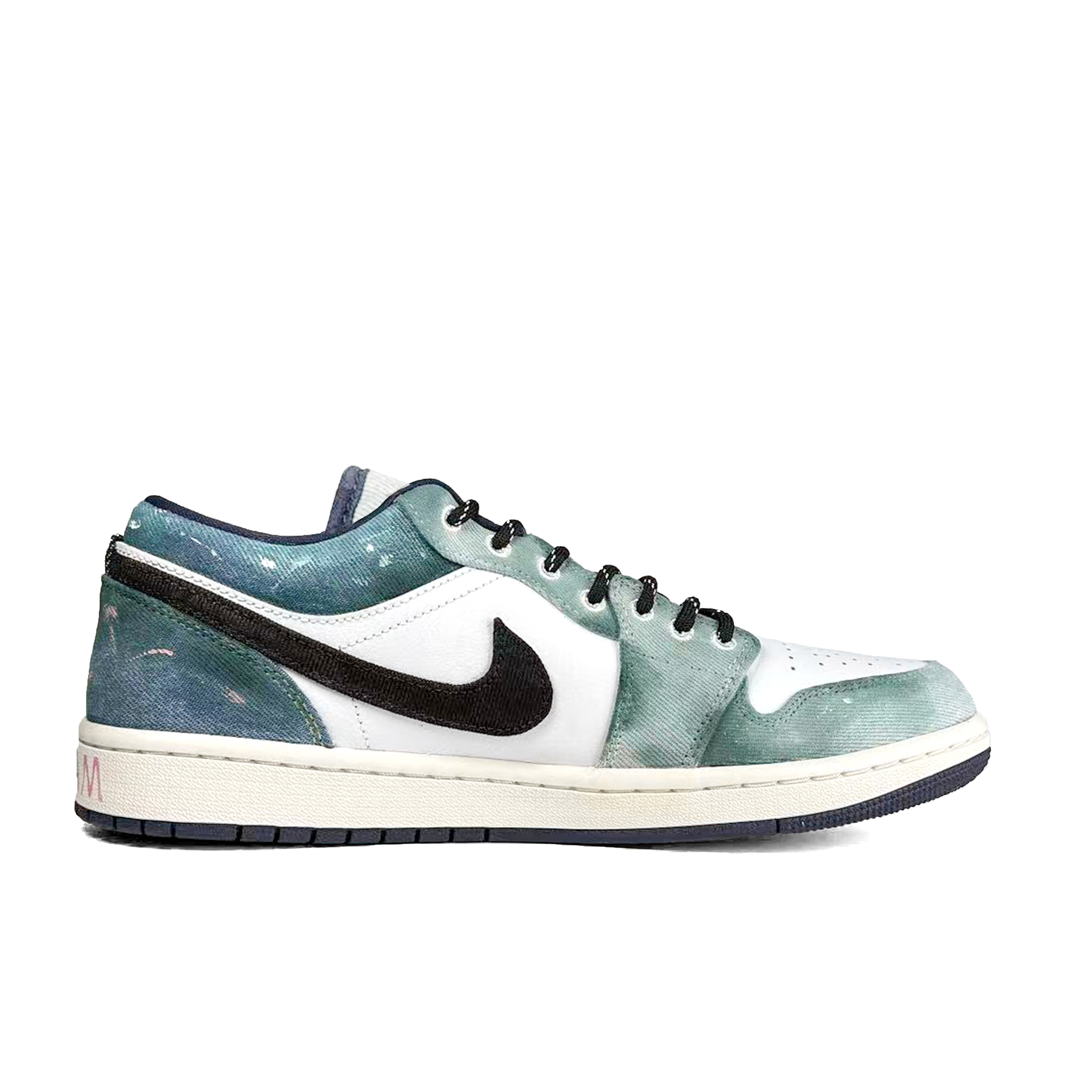 Jordan Air Jordan 1 Abrasion Resistant Low top Vintage Basketball Shoes Men's White Blue Green
