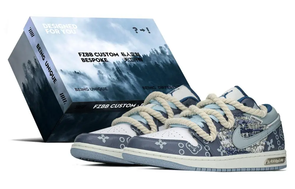 Jordan Air Jordan 1 Height Increasing Low top Vintage Basketball Shoes Men's Blue White