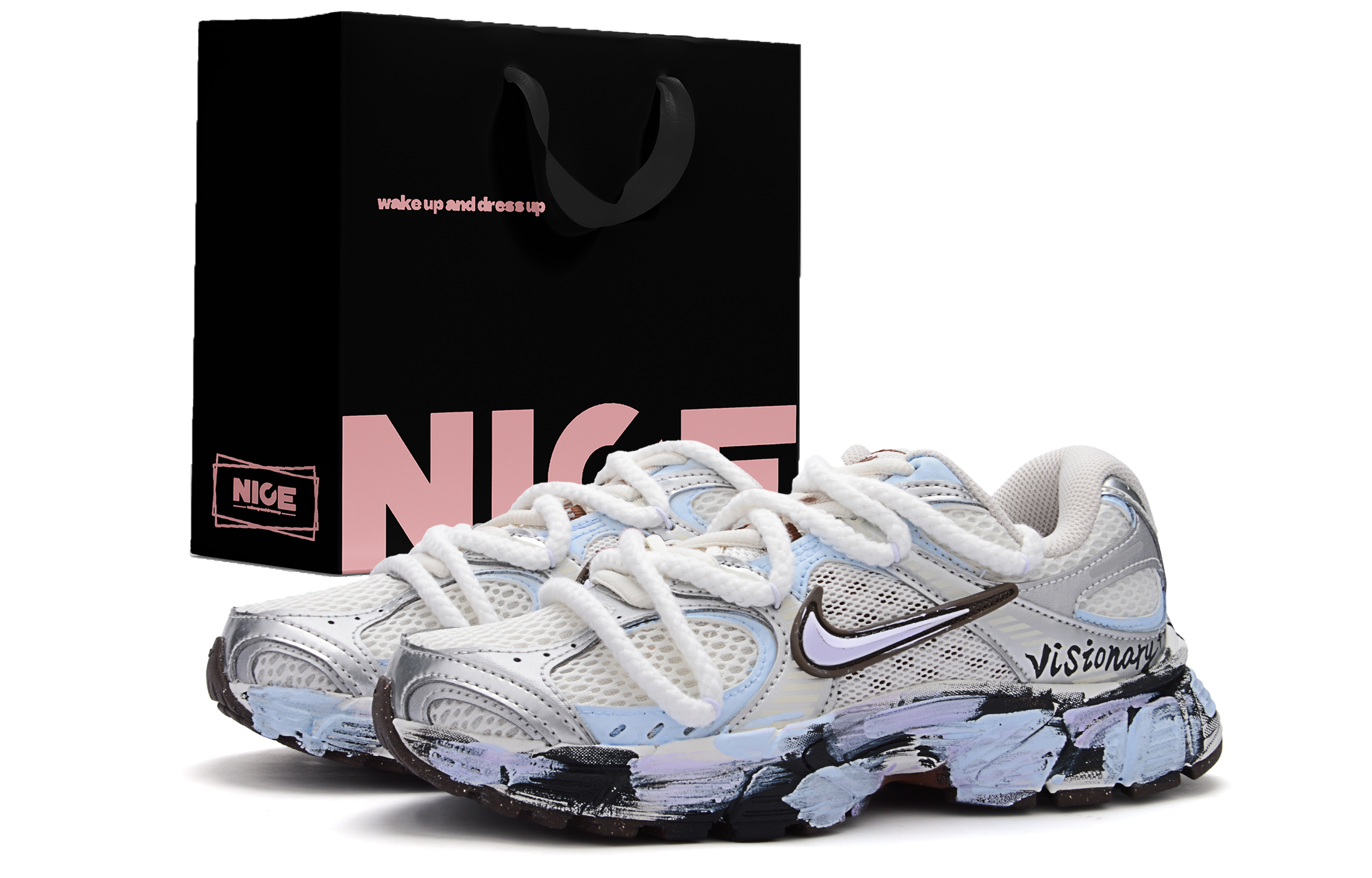 Nike V5 RNR Wear resistant, Lightweight, Breathable, And Non slip. Low top Running Shoes Women's White Purple