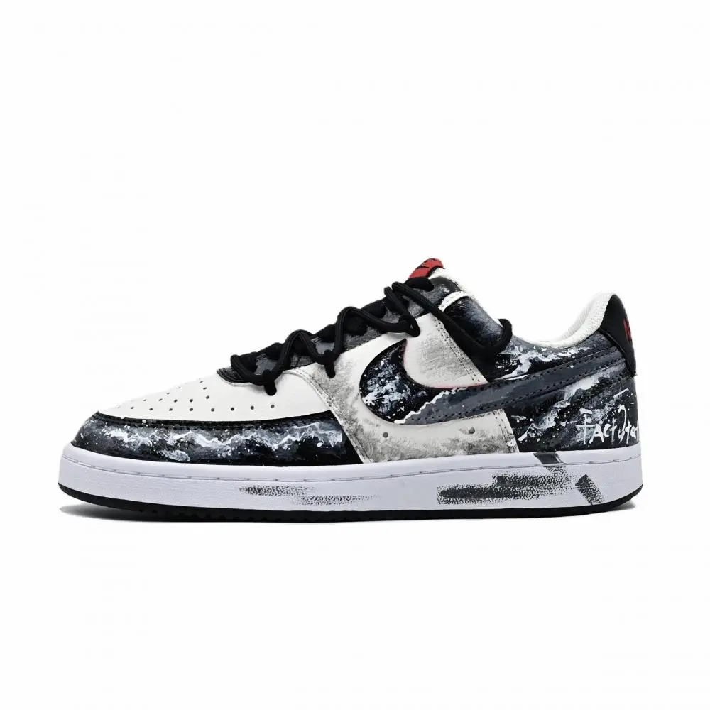 Nike Court Victory Moonlight Crack Slip Resistant Abrasion Resistant Low top Skateboard Shoes Men's Black White