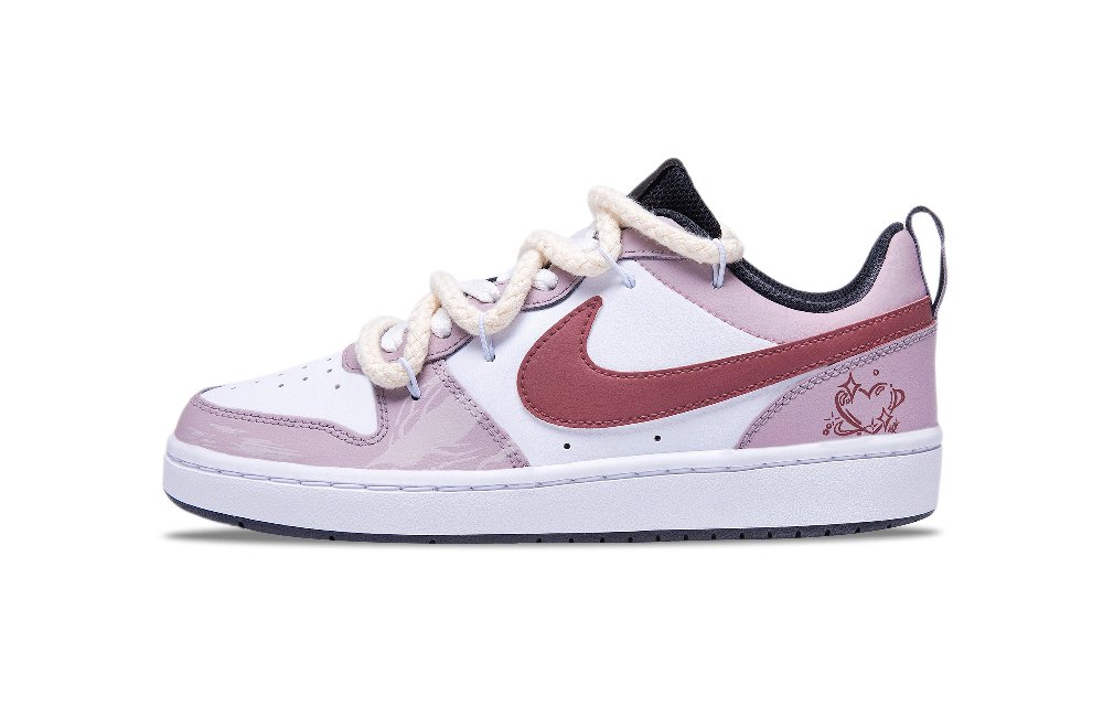 Nike Court Borough Low 2 Purple Rhythm Non slip Lightweight Low Top Skateboard Shoes GS Pink Purple