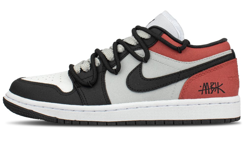 Jordan Air Jordan 1 Cushioning Low Top Vintage Basketball Shoes Unisex Black Red