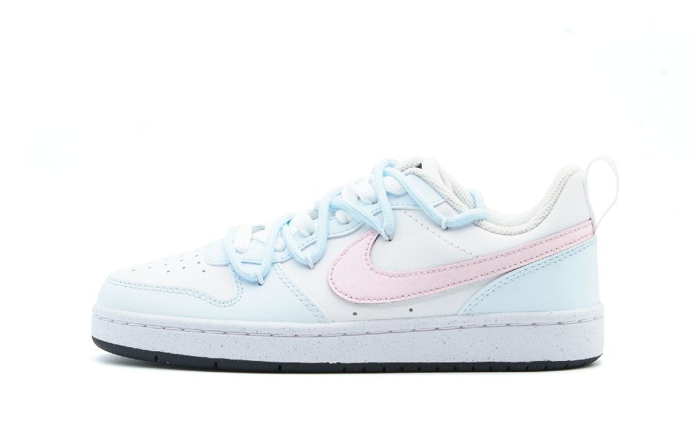 Nike Court Borough Cushioning, Wear Resistant Low Top Skateboard Shoes Women's Blue Pink