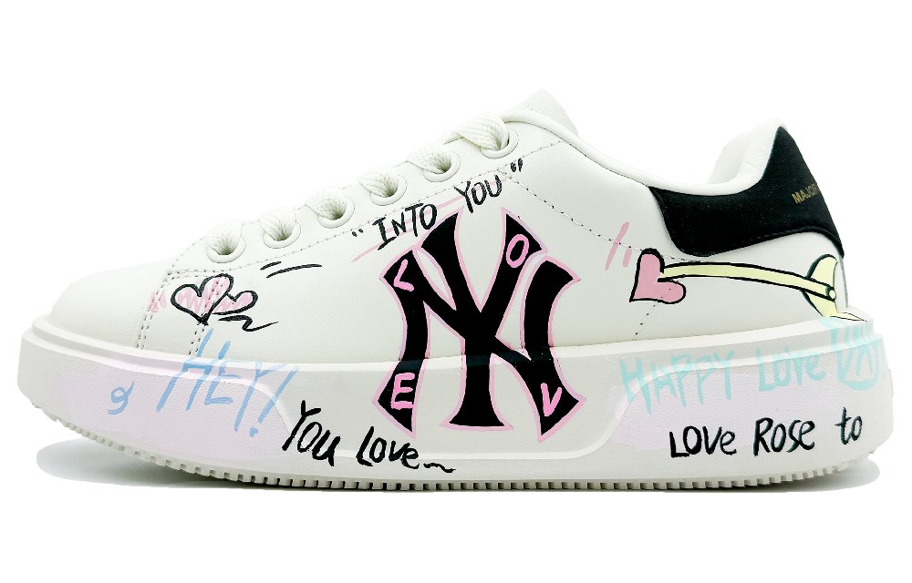 MLB Chunky Classic Abrasion Resistant Breathable Low Top Skateboard Shoes Unisex White