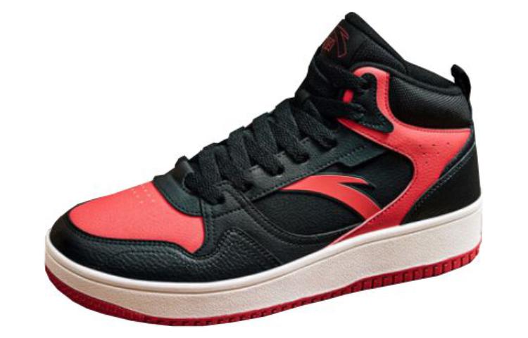 Anta Life Collection Anti-Slip Wear-Resistant High-Top Skateboard Shoes Men's Black Red