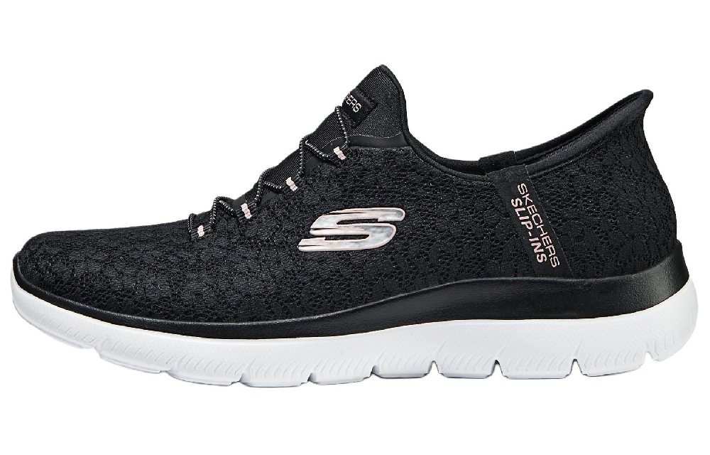 Skechers Hands Free Slip Ins Cushioned Wear Resistant Breathable Low Top Running Shoes Women's Black