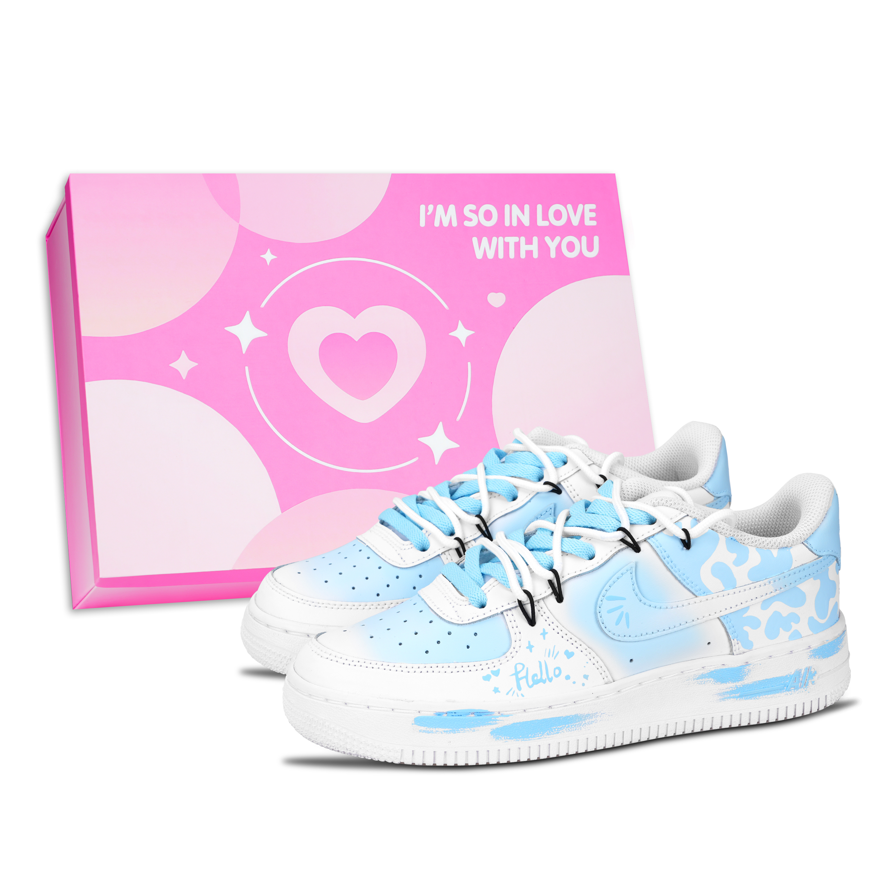 Nike Air Force 1 Air Force 1, Pattern Arts Abrasion Resistant Low top Skateboard Shoes Unisex Blue