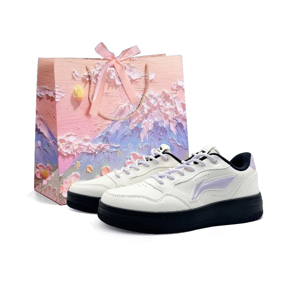 LiNing Skyrim Anti-Slip Wear-Resistant Low-Top Skateboard Shoes Women's White Purple