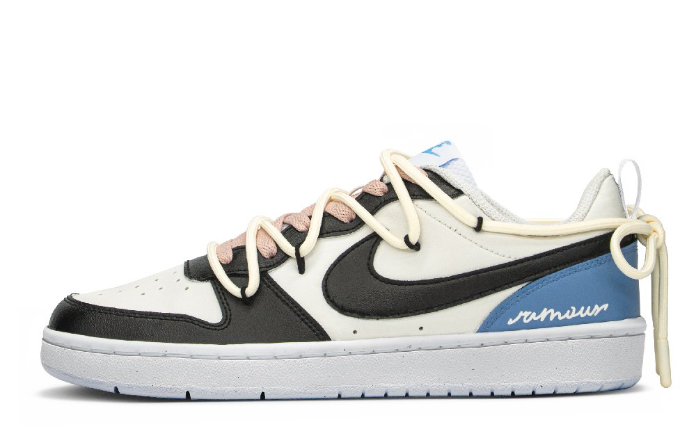 Nike Court Borough Low Top Skateboard Shoes GS Black Blue