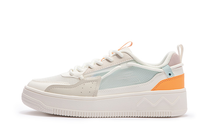 361° Thousand Thoughts Anti Slip Wear Resistant Low Top Skateboard Shoes Women's White Orange