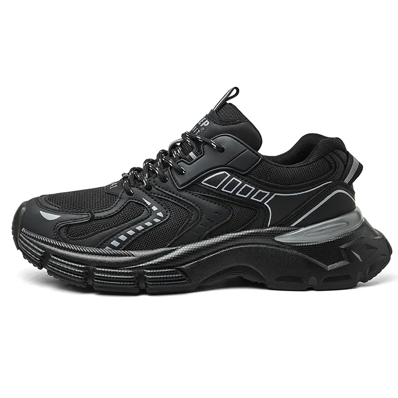 JEEP SPIRIT Street Style Comfortable Casual Low Top Chunky Sneakers Men's Graphite Black