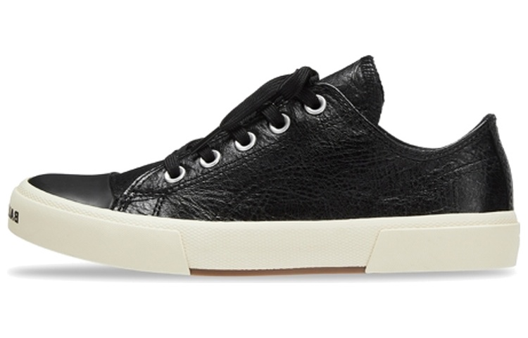 Balenciaga Paris Low Top Sneakers 'Black Leather And White Rubber' Women's