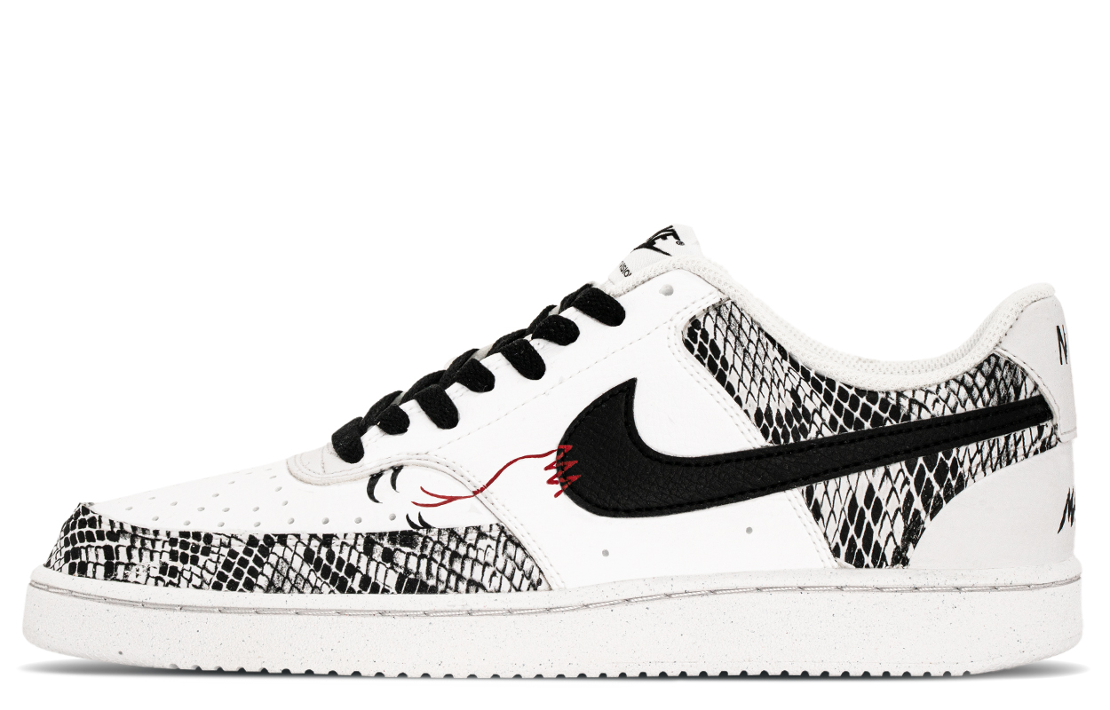 Nike Court Vision 1 Height Increasing Abrasion Resistant Cushioning Low top Skateboard Shoes Unisex Black White