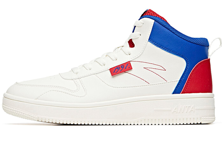 Anta Life Collection High-Top Skateboard Shoes Men's White Blue Red