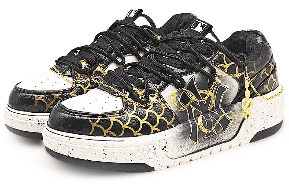 MLB Chunky Liner Abrasion Resistant Low Top Skateboard Shoes Unisex Black Gold