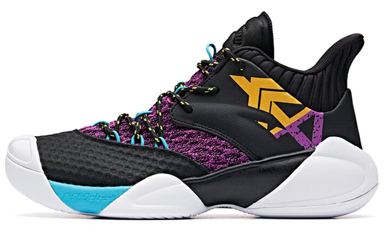 Anta ENDLESS FIRE Shock Absorbers Slip Resistant Abrasion Resistant Mid Top Basketball Shoes Men's Yellow Purple