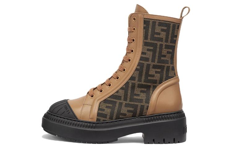 FENDI Women's FF Motif Domino Biker Boot 'Beige'