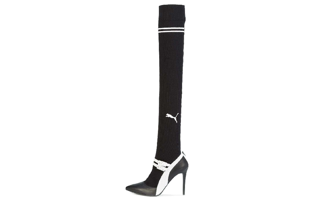 PUMA X Fenty Knitted High Mary Jane Heels Slip On 'Black' Women's